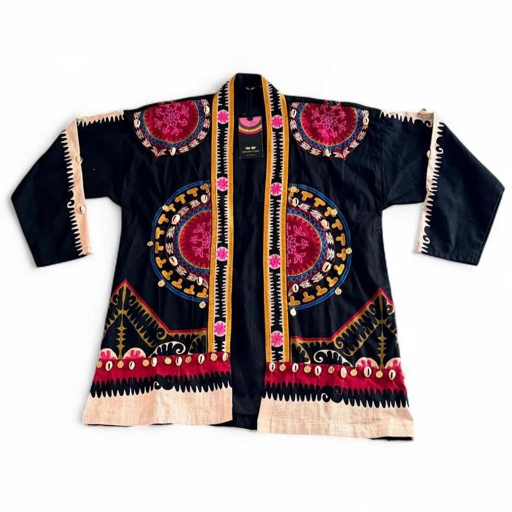 Khaadi x Esra Embroidered Jacket Size 10 Black Boho